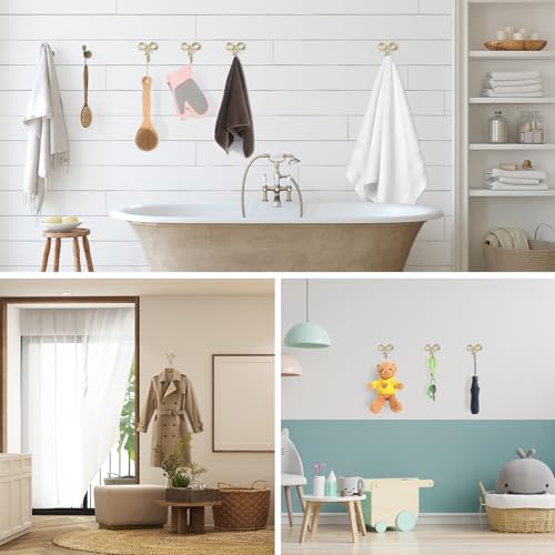 6 Pack Small Bow Wall Hook Bow Knot Hooks for Wall 2.36'' Decorative Coat Holder Metal Bowknot Door Hanger for Hats Bags Tie Bath Towels Coats