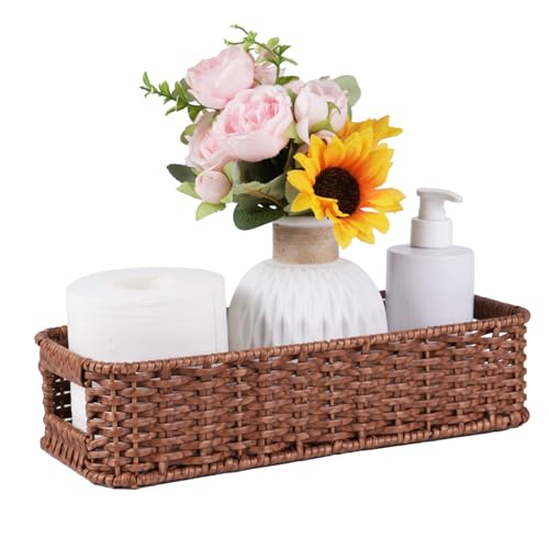 Toilet Tank Basket, Wicker Basket for Toilet Paper Storage,Small Baskets for Countertop,Shelves,Living Room,Bedroom,Both Organizer&Decor - color: Brown, size: small (1-pack)
