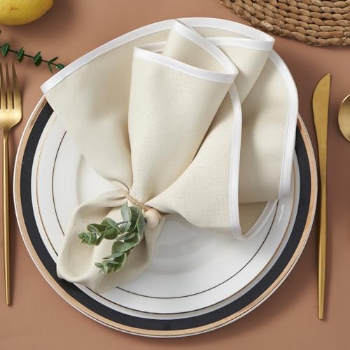 APTWOW Napkin Rings Set of 12, Easter Napkin Rings, Boho Eucalyptus Leaf Napkins Rings, Wood Bead Farmhouse Easter Napkin Holder for Weddings Christmas Party Table Decoration - size: 12, style: Eucalyptus Leaf