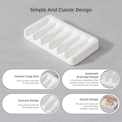 Agyiuns Ceramic Bathroom Accessories Set, Lotion Soap Dispenser and Toothbrush Holder Set, Soap Dish, Apothecary Jars,4 Pieces for Home Modern Bathroom Decor Vanity Countertop(White Set - Liquid)