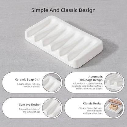 Agyiuns Ceramic Bathroom Accessories Set, Lotion Soap Dispenser and Toothbrush Holder Set, Soap Dish, Apothecary Jars,4 Pieces for Home Modern Bathroom Decor Vanity Countertop(White Set - Liquid)