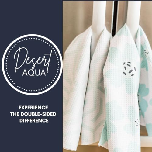 Kitchen Towels, Dish Towels for Kitchen, 3 Pc Kitchen Towel Set | Microfiber Waffle Towels, 16 x 26 inches, with Hanging Loops, Reusable Tea Towels, Cute Kitchen Towels - 3 Pack - color: Aqua