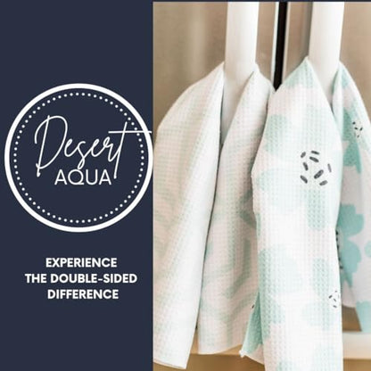 Kitchen Towels, Dish Towels for Kitchen, 3 Pc Kitchen Towel Set | Microfiber Waffle Towels, 16 x 26 inches, with Hanging Loops, Reusable Tea Towels, Cute Kitchen Towels - 3 Pack - color: Aqua