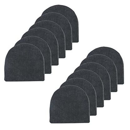 Sweet Home Collection Chair Cushions 100% High Density Memory Foam Pads U Shaped 17" x 16"Non Slip Skid Rubber Back Seat Cover,Black(Pack of 1, 12 Count Total) - color: Black, size: 12 Count (Pack of 1)