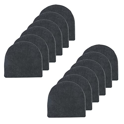Sweet Home Collection Chair Cushions 100% High Density Memory Foam Pads U Shaped 17" x 16"Non Slip Skid Rubber Back Seat Cover,Black(Pack of 1, 12 Count Total) - color: Black, size: 12 Count (Pack of 1)