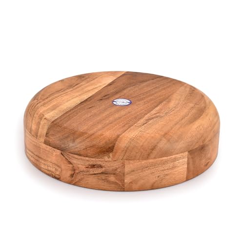Kimona Salad Bowl Acacia Wood Wooden Bowl for Food, Fruits, Salads and Tableware Decoration for Gifts (10" x 10" x 2.5")