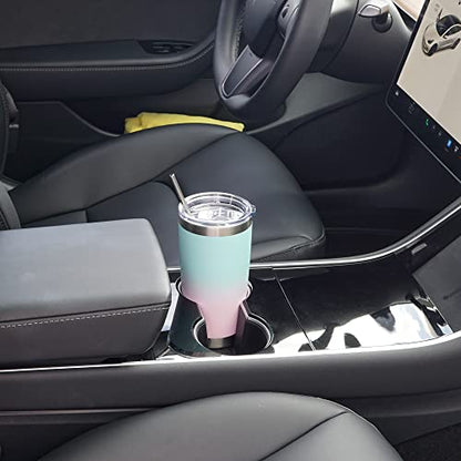 WETOWETO 20oz Insulated Stainless Steel Tumbler, Double Wall Vacuum Leak-proof Travel Coffee Mug, Powder Coated Water Cup (Green-Pink Gradient, 1 Pack) - color: A2-Green-Pink Gradient, style: Tumbler, 1 Lid