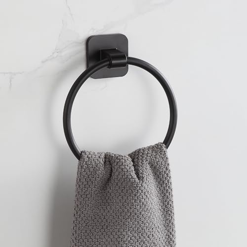 Matte Black Bathroom Accessories Set, 4 Pieces Bathroom Hardware Set, 24 inch Towel Bar, Towel Racks, Robe Towel Hooks, Toilet Paper Holder Wall Mounted Or Self-Adhesive,Stainless Steel and Plastic - color: Matte Black