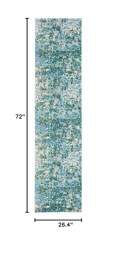 SAFAVIEH Madison Collection 2'2" x 6' GreenTurquoise MAD471Y Modern Abstract Non-Shedding Entryway Living Room Foyer Bedroom Runner Rug - color: Green/Turquoise, size: 2'2" x 6' (Runner)