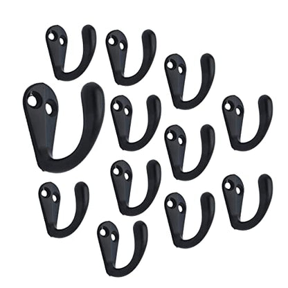 Premium Quality Single Prong Robe Hook Hanger, Zinc Die Cast, Matte Black, 12 Pack - color: Matte Black, size: 12 Pack