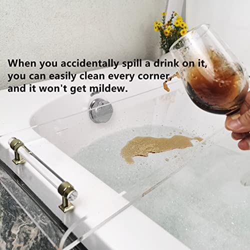 42" Gold Handle transaprent Bathtub Caddy for Luxury Bathroom - style: 42" Tray With Gold Handles