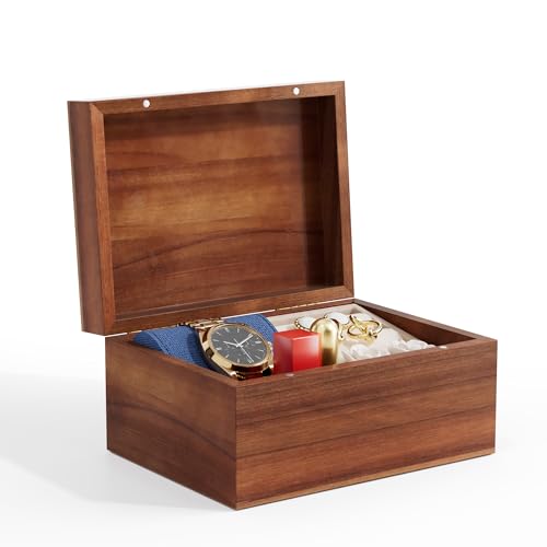Wooden Keepsake Box, Acacia Memory Box with a Hinged Lid, Wooden Storage box, for Picture Letter Time Capsule - Wooden Gift Boxes (Small) - size: Small