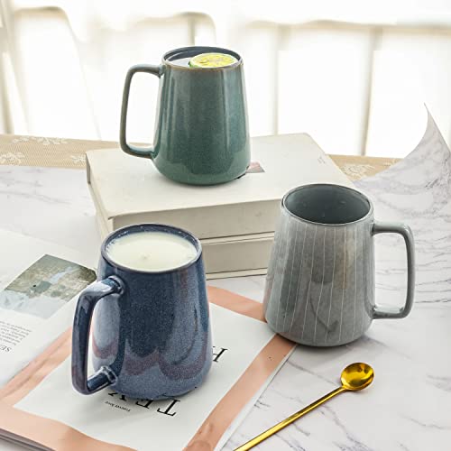 Large Ceramics Coffee Mugs,24 OZ,Large Handle Design,Extra Large Tea and Coffee Cup for Office and Home，Microwave And Dishwasher Safe(24 oz Gray) - color: 24 oz Gray