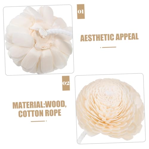 NOLITOY Diffuser Mixed Sola Flowers, Natural Material Cotton Reed Wood Flowers Decorative Refill Wood Diffuser with Rope