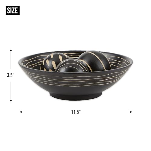Wood Gifts & Decor Artisan Deco Bowl and Ball Centerpiece