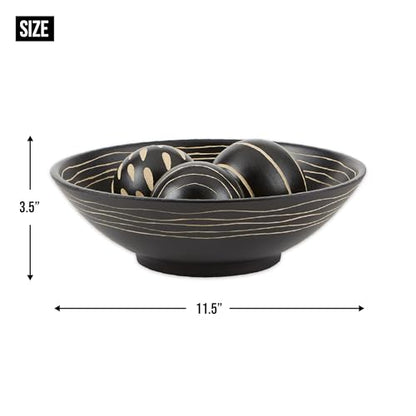 Wood Gifts & Decor Artisan Deco Bowl and Ball Centerpiece