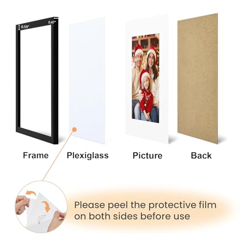 Family Picture Frames Collage Wall Decor - 4x6 Collage Picture Frames Photo Frame for Wall Picture Frame DIY Black Large Clocks for Living Room Decor