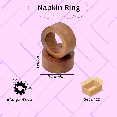 ALPHA Living HOME Handmade Wood Napkin Rings Set of 12 - Dining Table Napkin Holder, Classic Everyday Use Thanksgiving, Christmas Napkin Rings Buckles, Festive Party Gift (Brown) - color: Natural Tone, size: 12- Pack