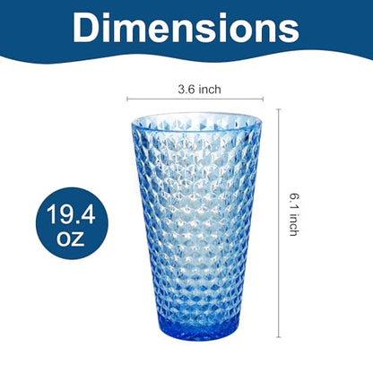 Lily's Home 19.4oz Highball Glasses Set of 4 - Unbreakable Plastic Cups for Outdoor, Party & Camping | Dishwasher Safe, Stackable Drinkware | BPA-Free Shatterproof Tumblers (Made in Taiwan) - size: 19.4 Ounces