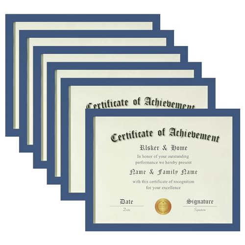 ELSKER&HOME 8.5x11 Picture Frame-Certificate Document Frame 6Pack,Blue | Award frame with Semi-Tempered Glass for Kids,Display Tabletop or Wall Mount,Home or Office - color: Blue 6P, size: 8.5x11 6P