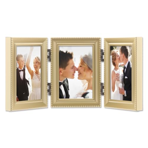 Lawrence Frames Bead Border Design, 2.5x3.5 Triple, Satin Gold. - color: Satin Gold, size: 2.5x3.5 Triple