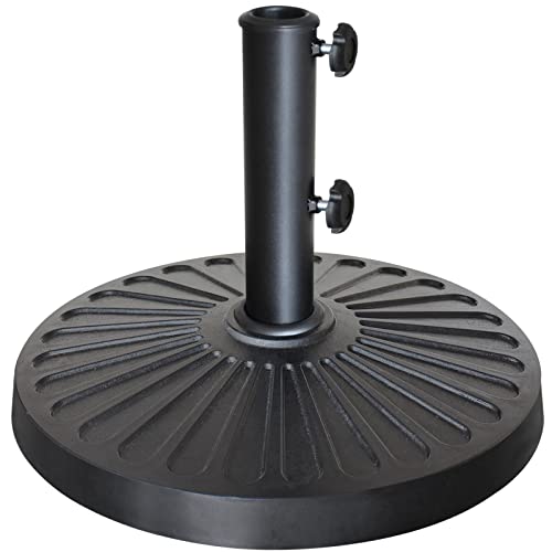 EliteShade USA 18" Patio Umbrella Base Stand, 30LBS Heavy Duty Cast Resin Outdoor Umbrella Stand Holder With 2 Adjustable Knobs for Garden Table, Rust-Free Large Umbrella Base for Backyard, Deck, Lawn, Poolside Fits 1.5"-1.9" Poles, Black - color: Black