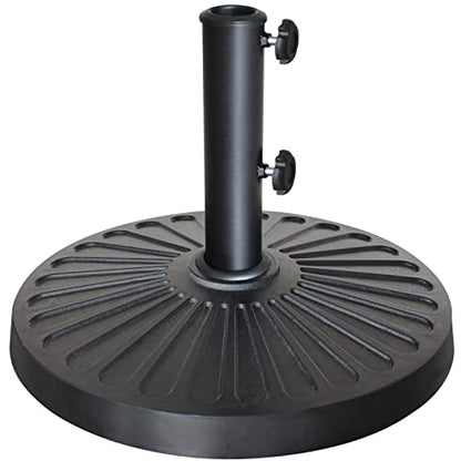 EliteShade USA 18" Patio Umbrella Base Stand, 30LBS Heavy Duty Cast Resin Outdoor Umbrella Stand Holder With 2 Adjustable Knobs for Garden Table, Rust-Free Large Umbrella Base for Backyard, Deck, Lawn, Poolside Fits 1.5"-1.9" Poles, Black - color: Black