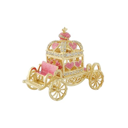 Retro Hollow out Carriage Trinket Box Small Jewelry Boxes Hand-Painted Mother's Day Gift for Women(Pink) - color: Pink
