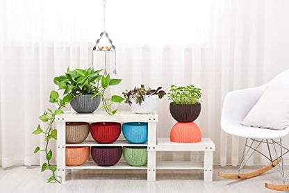 Hanging Basket Plastic Flower Pot Round Resin Garden Hanging Planter for Indoor Outdoor Plants 2 Pack Grey - color: 8 Inch Grey