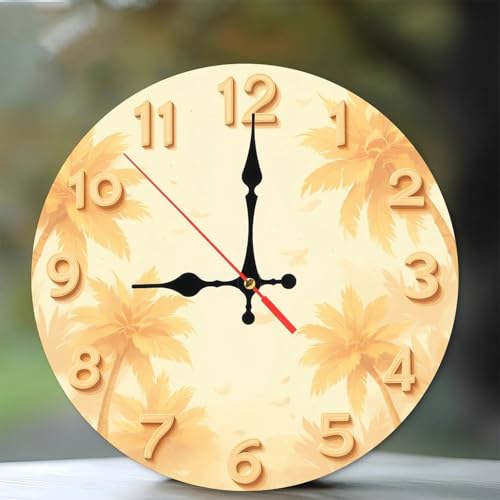 Golden Palms Minimalist Wooden Wall Clock 25cm*25cm