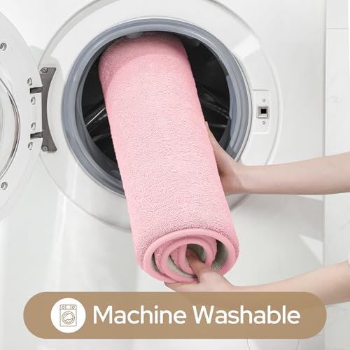 HOMEIDEAS Upgraded Bathroom Rugs Set 3 Piece, Ultra Soft Memory Foam Bath Mats, Super Absorbent Non Slip Washable U-Shaped Toilet Bath Rug (Light Pink, 17"x24"+20"x32"+U-Shaped 20"x24") - color: Light Pink