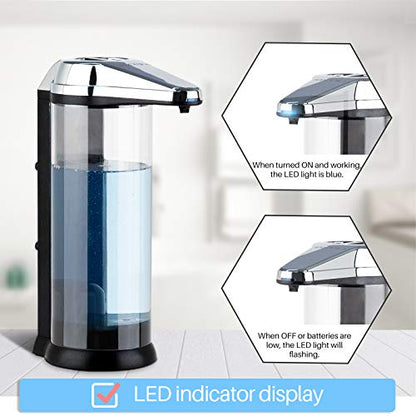 Secura 17oz Automatic Liquid Soap Dispenser, Touchless Battery Operated Hand Soap Dispenser with Adjustable Soap Dispensing Volume Control Dial, Personal Care Dispenser (Chrome) - color: Chrome, size: 500ml