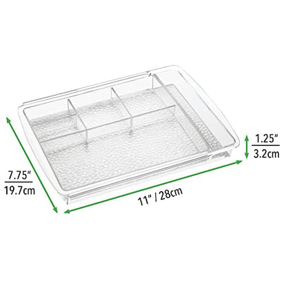 mDesign Expandable Makeup Organizer for Bathroom Drawers, Vanities, Countertops: Organize Makeup Brushes, Eyeshadow Palettes, Lipstick, Lip Gloss, Blush, Concealer - Adjustable Width, 2 Pack - Clear - size: Pack of 2