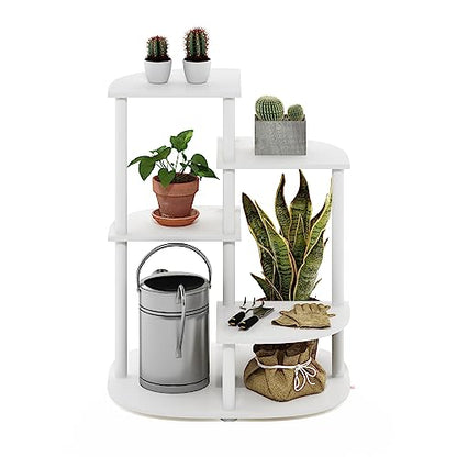 Furinno CELUKA Toolless 4-Tier Indoor Plant Stand, White - size: 4-Tier Round