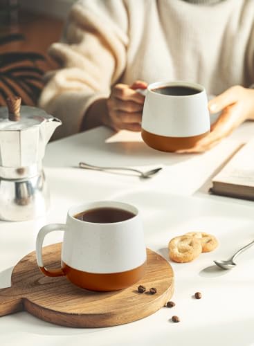 Teocera Ceramic Coffee Mug Set of 4-12 oz Coffee Mugs with Large Handles for Hot or Cold Drinks Like Latte, Cocoa, Tea or Juice - Smooth Ceramic, Dishwasher Safe, Beige - color: Beige