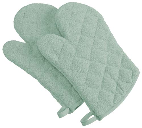 DII Basic Terry Collection 100% Cotton Quilted, Oven Mitt, Mint, 2 Piece - color: Mint, size: Oven Mitt