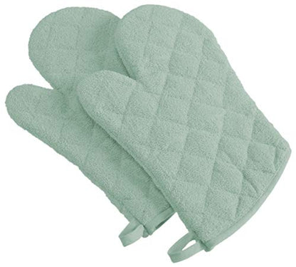 DII Basic Terry Collection 100% Cotton Quilted, Oven Mitt, Mint, 2 Piece - color: Mint, size: Oven Mitt