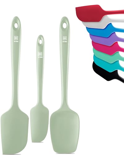 DI ORO Silicone Spatula Set - 600F Heat Resistant, 3-Pc Sage | Rubber scraper won't scratch nonstick pans; For baking, cooking, mixing, and frosting; BPA-free and dishwasher safe - color: Sage