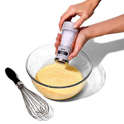 OXO Good Grips Contoured Salt Grinder with Adjustable Ceramic Mill | Adjustable Ceramic Grind, 5 Grind Settings, Refillable, Mess-Free Cap, Non-Slip Grip, Salt or Pepper Grinder, Easy to Use - color: Stainless Steel, style: Salt Grinder