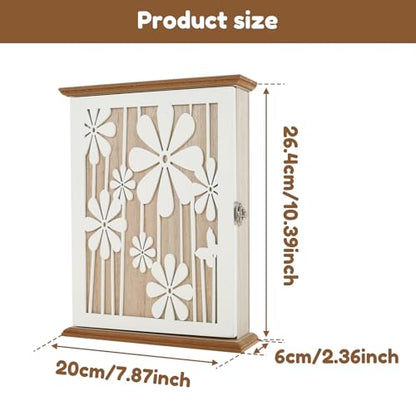 US Wooden Key Box Wall Mount Wooden Key Holder Decorative Wall Key Hanger with 6 Key Hooks Rustic Key Cabinet Key Organizer Entryway Key Holder for Wall Entryway Hallway(Style 1) - size: Style 1