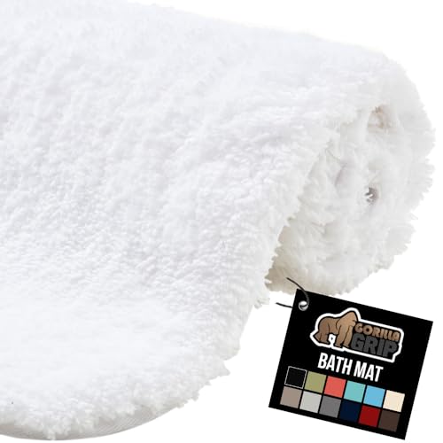 GORILLA GRIP Bathroom Rugs, Ultra Soft Absorbent Mat, Thick Plush Bath Rug, Machine Washable, Microfiber Quick Dry, Mats for Shower, Bathtub and Floor, Home Decor Accessories, 24x17, White - color: White, size: 24" X 17"