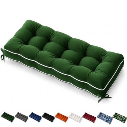 Waterproof Bench Cushion for Outdoor Furniture, 42 x 16 Inch, Fade-Resistant Patio Bench Cushion with Durable Ties for Porch Swing Kitchen & Dining (Green)