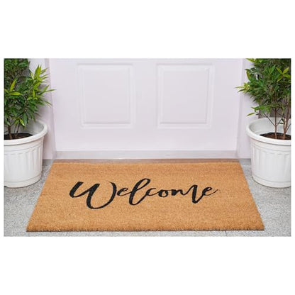 Calloway Mills Cursive Welcome Doormat (Tan/Black, 24" x 36") - color: Black, size: 2' x 3' (Rectangular)