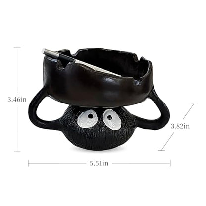 Funny Ashtrays, Resin Cartoon Soot Sprite Holders for Tealight Candle/Crystal/Jewelry/Keys for Home Decor, Unique Gag Gifts for White Elephant/Housewarming//Father's Day/Halloween/Christmas, Black - size: big