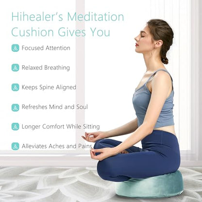 Hihealer Meditation Cushion, Traditional Tibetan Meditation Pillow Velvet Cover - Large Floor Cushion Seating for Adults - Yoga Buckwheat Bolster for Women、Moms - color: Tranquil Night & Day