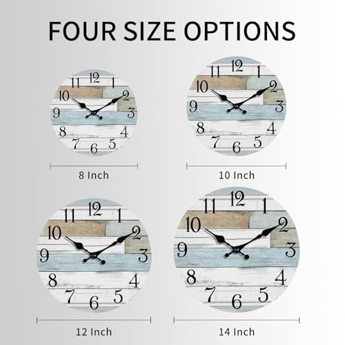 KECYET 10 Inch Wall Clock Battery Operated Silent Non Ticking Nautical | Round analog clock; large easy-read dial for bathroom, kitchen, bedroom & living room; 1 AA battery (not included) - color: Blue, size: 10"