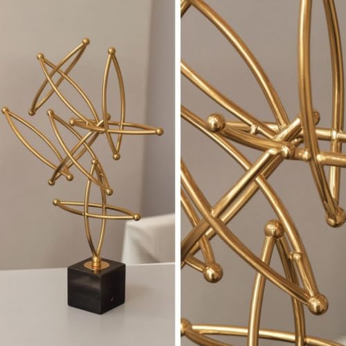 Qianly Geometric Star Sculpture Modern Sculpture with Marble Base Minimalist Decor for Office, Large - size: Large