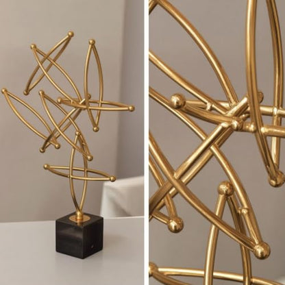 Qianly Geometric Star Sculpture Modern Sculpture with Marble Base Minimalist Decor for Office, Large - size: Large