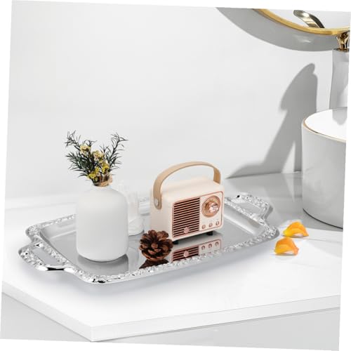 BESPORTBLE European Vintage Style Metal Serving Tray 39X23Cm Multi-Purpose Kitchen and Dining Tableware Plate for Bread and Food Serving in Household and Restaurant Use