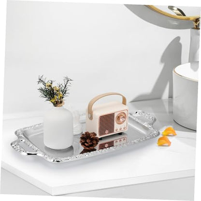 BESPORTBLE European Vintage Style Metal Serving Tray 39X23Cm Multi-Purpose Kitchen and Dining Tableware Plate for Bread and Food Serving in Household and Restaurant Use